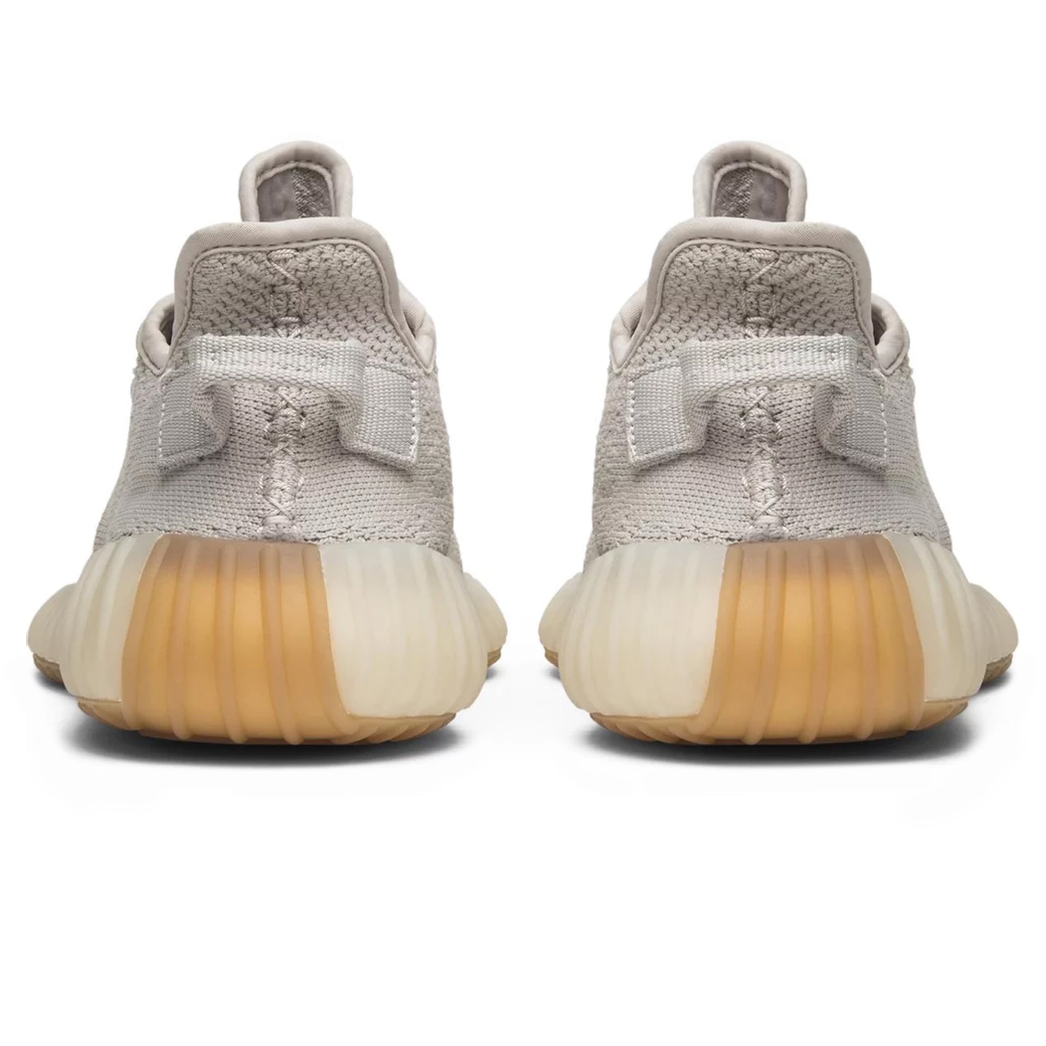 Heel side view of Adidas Yeezy Boost 350 V2 Sesame F99710